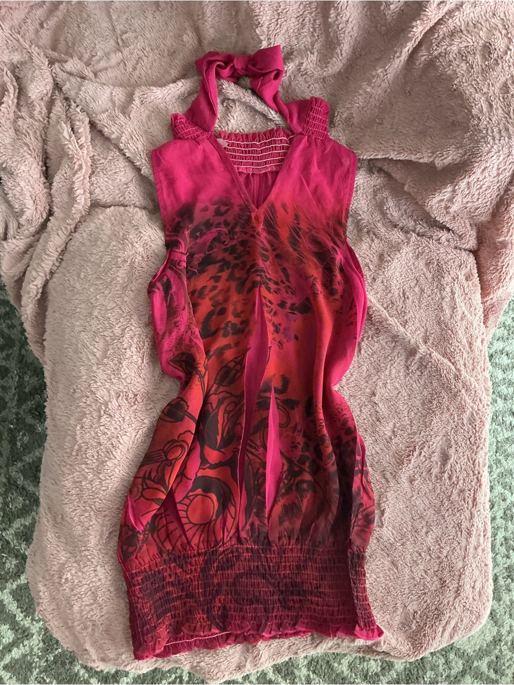 a'gaci Fuchsia Smocked Halter top